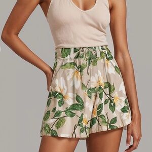 New York & Company Cream and Green High Waist Shorts